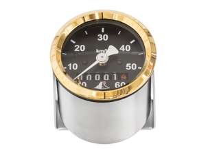 66HEROES Tacho 60 km/h Ø 48 mm «mofakult» schwarz / gold 66HEROES Tacho 60 km/h Ø 48 mm «mofakult» schwarz / gold