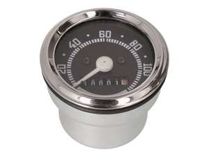 Tacho 120 km/h Ø 60 schwarz / Chrom Tacho 120 km/h Ø 60 schwarz / Chrom