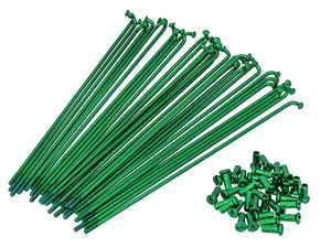 GPO 19" spoke set incl. nipple (2.9 x 212 mm) green GPO 19" spoke set incl. nipple (2.9 x 212 mm) green
