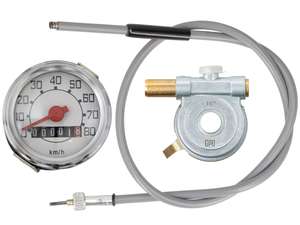 GPO speedometer set (Veglia replica) 16" / 17" white dial | Piaggio Ciao GPO speedometer set (Veglia replica) 16" / 17" white dial | Piaggio Ciao