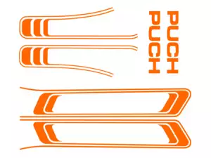 Klebersatz Tank & Rahmen orange (1A-Qualität) Folienplot | Puch Maxi S Klebersatz Tank & Rahmen orange (1A-Qualität) Folienplot | Puch Maxi S